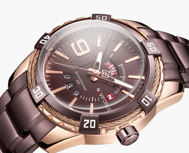 Men's  Luxury Stainless steal Waterproof Watch With Day And Date Display Unique Design Perfect Gift In Modern Metal Men  Wrist Watch Design