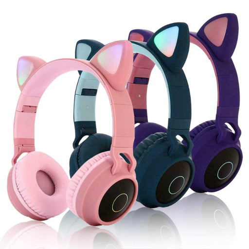 KIds Luxury Interesting Stevvex Portable Headset Wireless Bluetooth folding Headphones Headset Audio Adjustable Game Earphones With Microphone For PC phone (Pink)