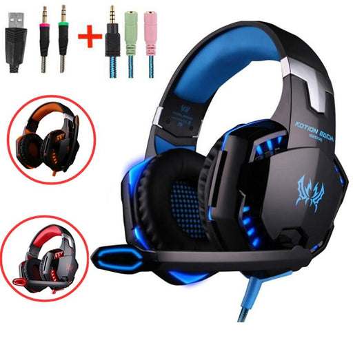 NEW STEVVEX Modern G2000 G9000 Gaming Headsets Big Headphones with Light Mic Stereo Earphones Deep Bass for PC Computer, Laptop and Gaming