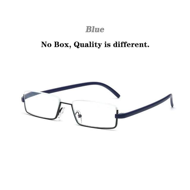 Metal Anti Blue Light Reading Glasses Men Half Frame Prescription Eyeglasses Male  Eyewear With Case For Men And Women Unisex Stylish Eyeglasses Glasses Clear Lens +1.75