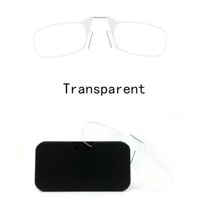 Stylish Polarized Legless Clamp Nose Reading Lightweight Glasses For Men And Women Unique Design  Portable Glasses Case Can Be Attached To The Mobile Phone Case Anti Blue Light Glasses ectangular Reading Glasses
