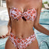Bikini Sensual Bandeau Bow Tie 2 Piece Bikini Swimsuit for Women – Trendy High Stretch Printed Bikini Set with Flattering Bandeau Top and Classic Bottoms – Fashionable Swimwear for Poolside Lounging Beach Vacations and Summer Style Statements