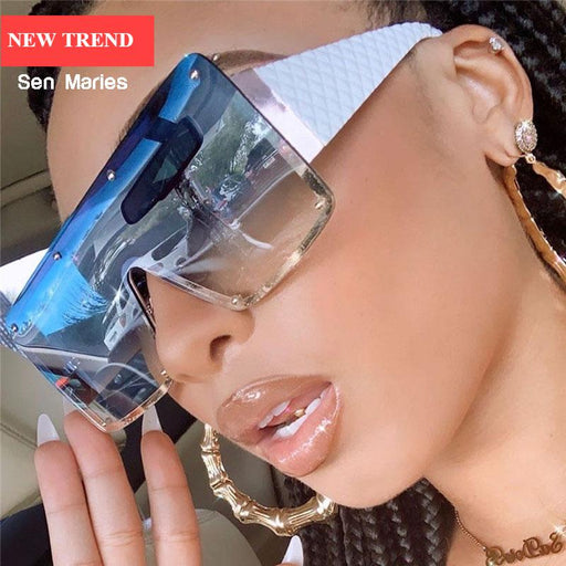 2021 New Square Sunglasses  For Women Fashion Oversized Metal Frame Vintage Glasses Retro Gradient Colors Glass With UV400 Protection