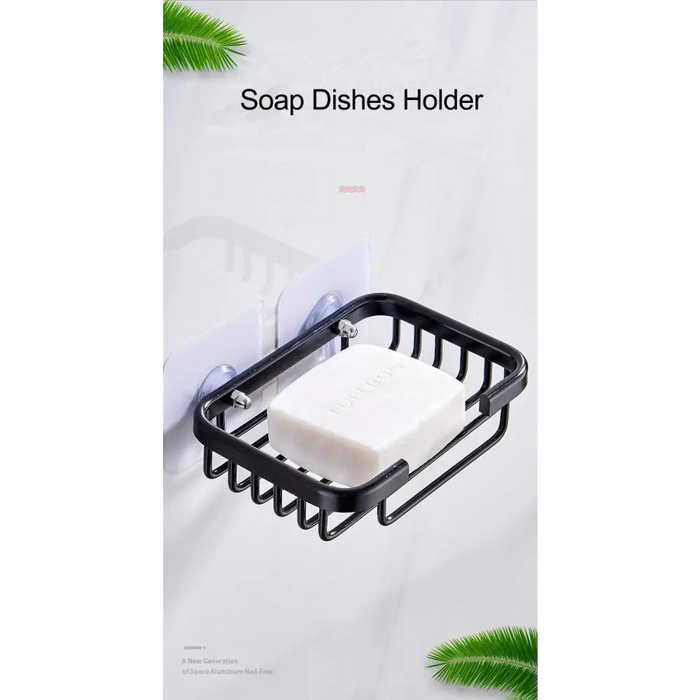1 Pcs Creative Drill Free Soap Dish Holder Wall Mounted Storage Rack Holder Hollow Type Soap Sponge Dish Bathroom
