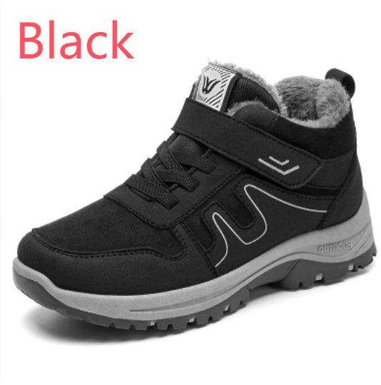 Mens Boots Winter Plush Warm Snow Boots Unisex Mens Womens Winter Work Casual Shoes High Top Rubber Ankle Boots Warm Snow Boot Winter Hiking Boots Lining Outdoor Anti Slip Snow Shoes