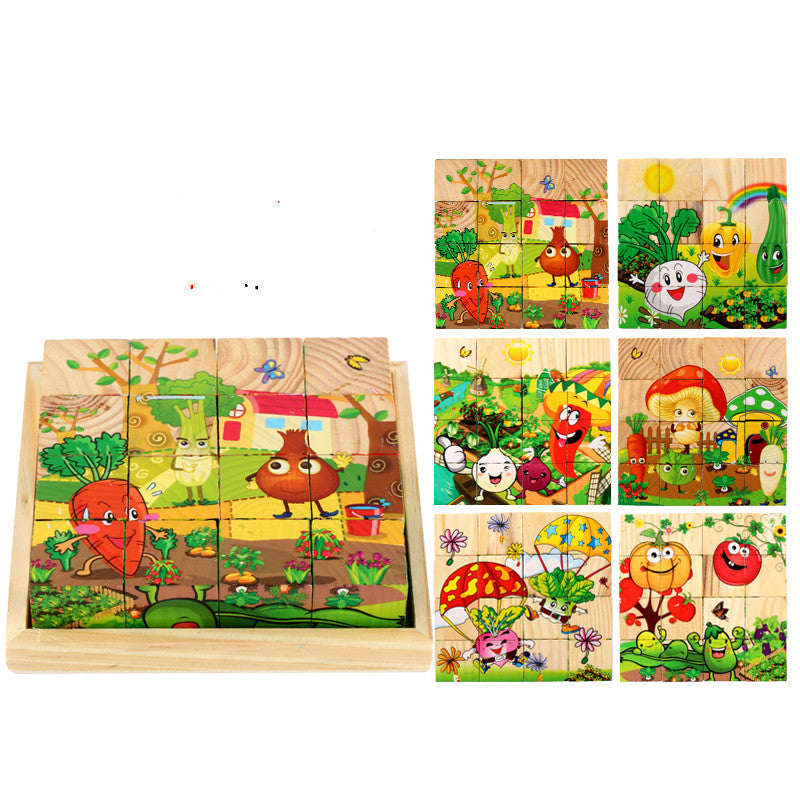 Nine Blocks Six-sided 3D Wooden Cube Puzzle Toys Wood Hexahedron 3D Building Block Puzzle For Children Aged 3 4 5 6  For Children Kids Educational Toys Funny Games