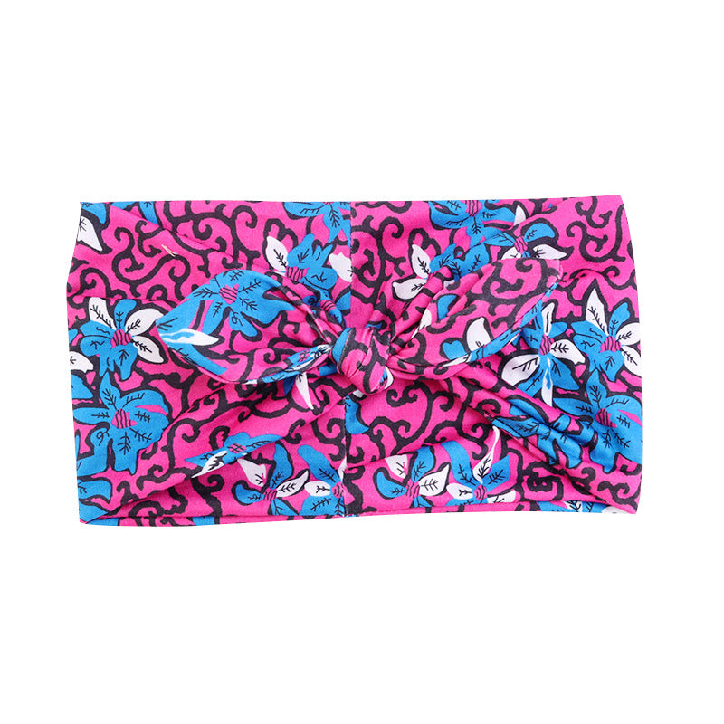 Retro Wide-brimmed Knotted Headband Yoga Sweat-absorbing Hair Band Head Wrap Long Scarf satin Floral Women Party Turban Headwear