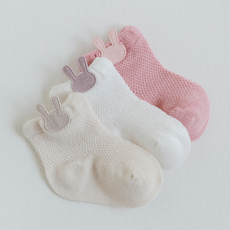 3 Pairs  Cartoon Candy Color Cotton Fashion Elastic Band Socks For Newborn Boys And Girls