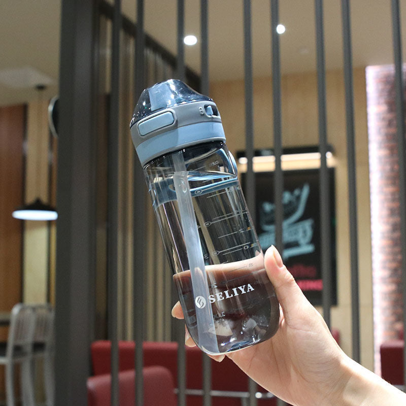 Portable Large-capacity Water Bottle Sports Straw Cups Student Plastic Water Cups Drop-resistant Leak-proof Water Bottle with Straw Outdoor Water Bottle Plastic Portable Water Cup Dinkware