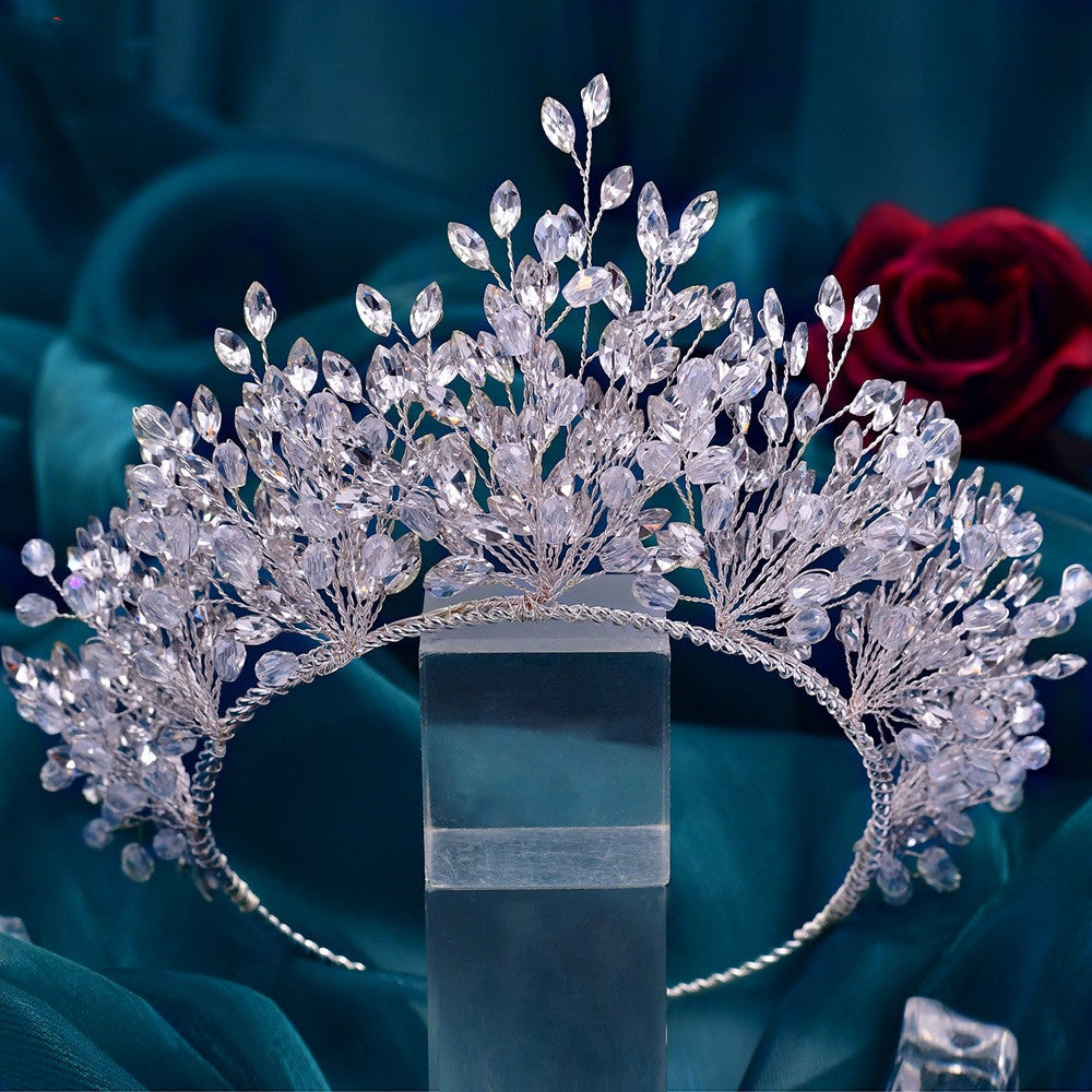 Wedding Headwear Necklace Earrings Jewelry Set Bride Headbands Rhinestone Headpiece Bridal Tiaras And Crowns Silver Rhinestone Wedding Headpiece For Women Handmade Bridal Headband Hair Accessories