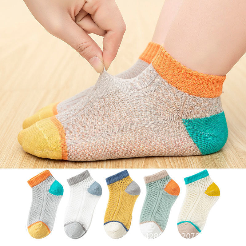 5 Pairs Comfortable Dot Kids  5 Pair Socks Summer Thin Soft Breathable Cotton Fashion Baby Socks Toddler Girls