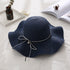 Summer Cap Black Ribbon Decorate Wavy Straw Hat For Girls Hat Kids Sun Cap Baby Beach Hats for Girls