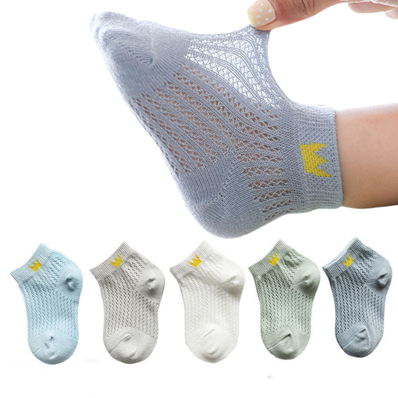 5 Pairs Comfortable Dot Kids  5 Pair Socks Summer Thin Soft Breathable Cotton Fashion Baby Socks Toddler Girls