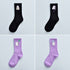 4Pair Spring And Summer Combed Out Of Pure Cotton Socks Mid Waist Fashion Bear Socks Cute Animal Socks Kawaii Cute Cartoon Purple College Socks For Men And Women