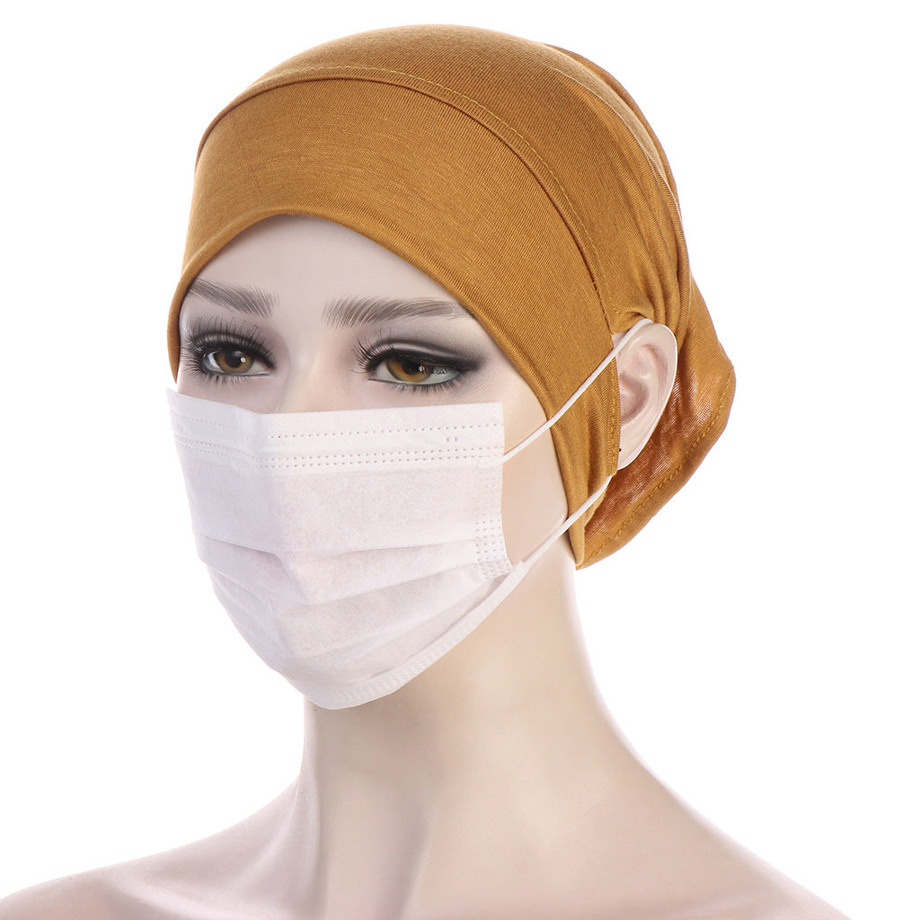 NEW Soft Cotton Hijab Breathable Turban Tie Under Scarf Elegant Ear Hole Stretch Inner Hijabs Lightweight Turban Round Front Under Hijab Caps Female Turban Bonnet