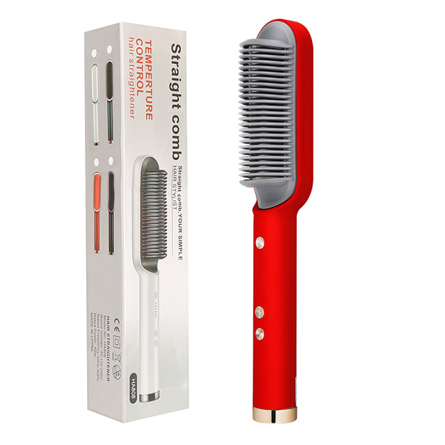 3 IN 1 Multifunctional Hair Straightener Comb Hair Black Red Straightening Brush Portable Comb Fast Heating Men Beard Straightener For Traveling Perfect Gift For Adults
