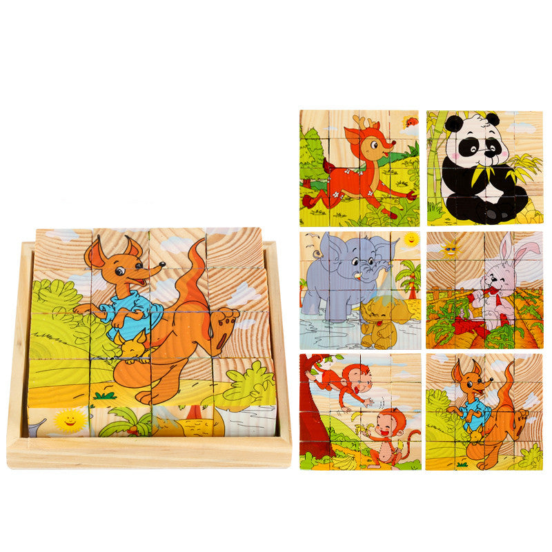 Nine Blocks Six-sided 3D Wooden Cube Puzzle Toys Wood Hexahedron 3D Building Block Puzzle For Children Aged 3 4 5 6  For Children Kids Educational Toys Funny Games