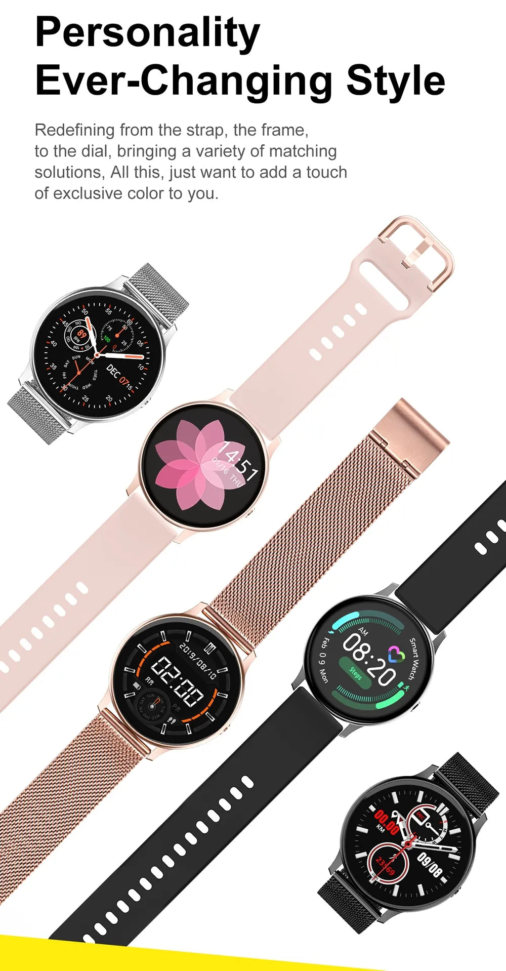 NEW Luxury Elegant Woman Bluetooth Android/ios Waterproof GPS Smart Watch With Touch Screen Sport Health Multifunctional Smart Watch