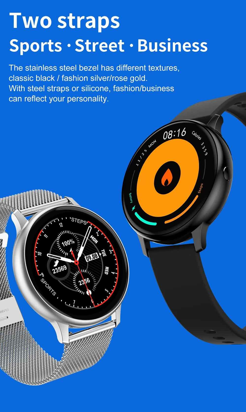 NEW Luxury Elegant Woman Bluetooth Android/ios Waterproof GPS Smart Watch With Touch Screen Sport Health Multifunctional Smart Watch