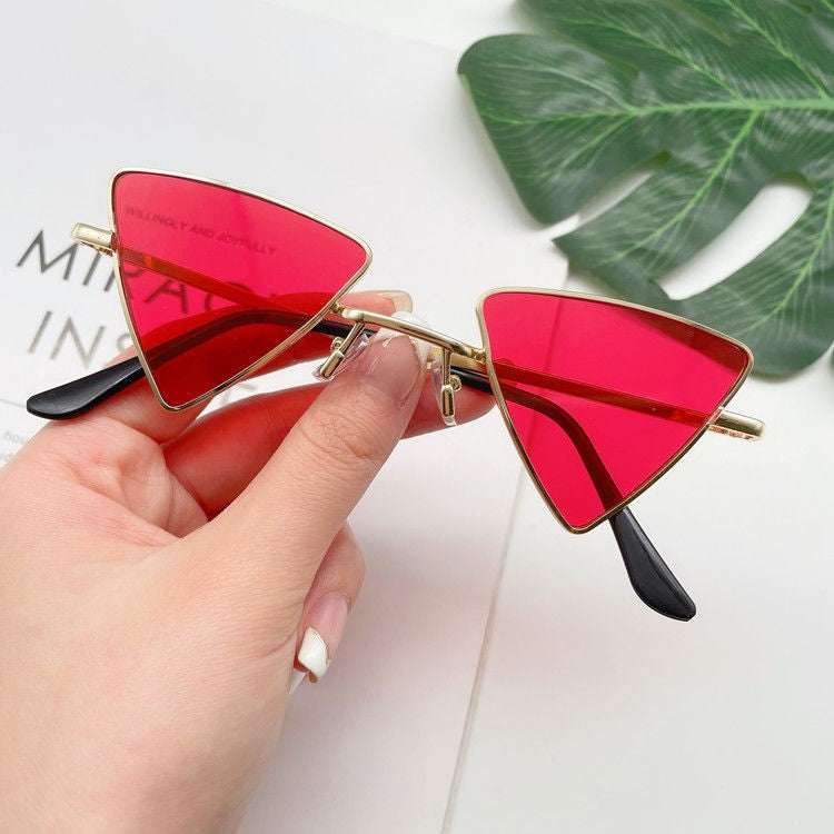 Cat Eye Sunglasses Rimless Cateye Sunglasses Retro Vintage Narrow Triangle Glasses for Women MenModern Retro Triangle Elegant Sunglasses For Women New Luxury Style  Glasses For Women/Men New Retro Style Eyeglasses For Women