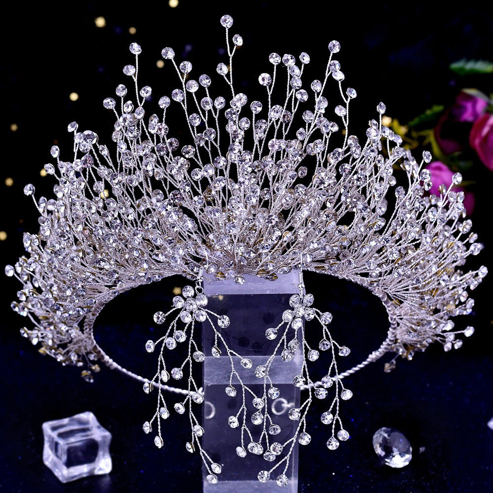 Wedding Headwear Necklace Earrings Jewelry Set Bride Headbands Rhinestone Headpiece Bridal Tiaras And Crowns Silver Rhinestone Wedding Headpiece For Women Handmade Bridal Headband Hair Accessories
