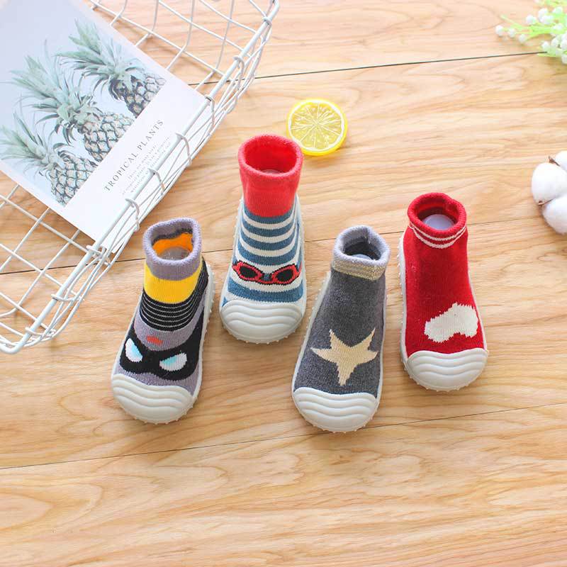 Unisex Cartoon Baby Children's Floor Socks Baby Rubber Soft Sole Socks Breathable Cotton Warm Shoes