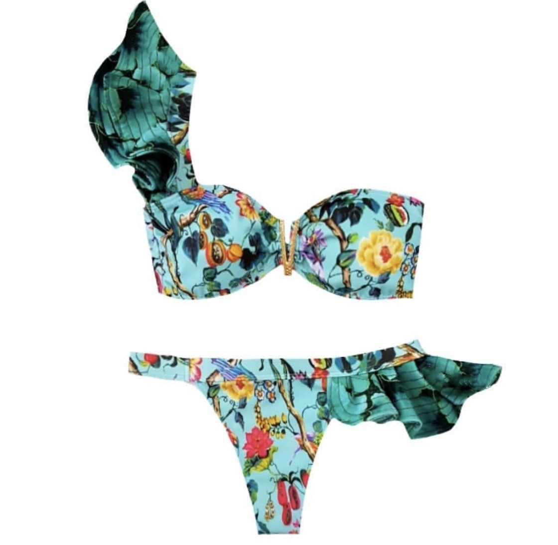 New Modern Two-Pieces Women  Push-Up Padded Bra Ruffles Bandage Bikini Set Swimsuit  Women's Bathing Suits Ruffles Flounce Bikini Sets Low Rise Two Piece Swimsuit Swimwear Bathing Suit Beachwear