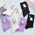 4Pair Spring And Summer Combed Out Of Pure Cotton Socks Mid Waist Fashion Bear Socks Cute Animal Socks Kawaii Cute Cartoon Purple College Socks For Men And Women