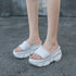 High Slippers Women Open Toe Sandals Summer Soft Slipper Indoor Outdoor Beach Shoes Comfort Platform Sandals Open Toe Leather Slippers Lightweight Flip Flops Shoes For Summer