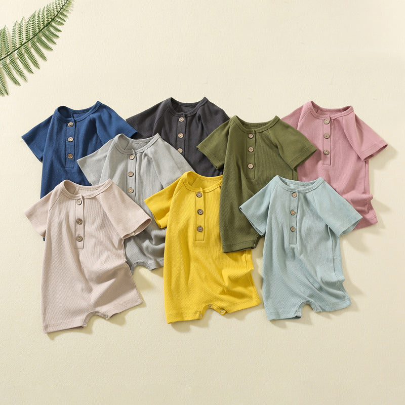 Summer Newborn Baby Boys Girls Short Sleeve Romper Solid Jumpsuit For Girls In elegant Colors
