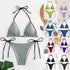 Swimwear Women Bandage Women Triangle Bathing Suits 2 Pieces Bikini Bowknot Swimsuit Bikini Set Swimwear Bikini Sets Bikinis Bathing Suit Push Up Swimsuit Summer Beachwear