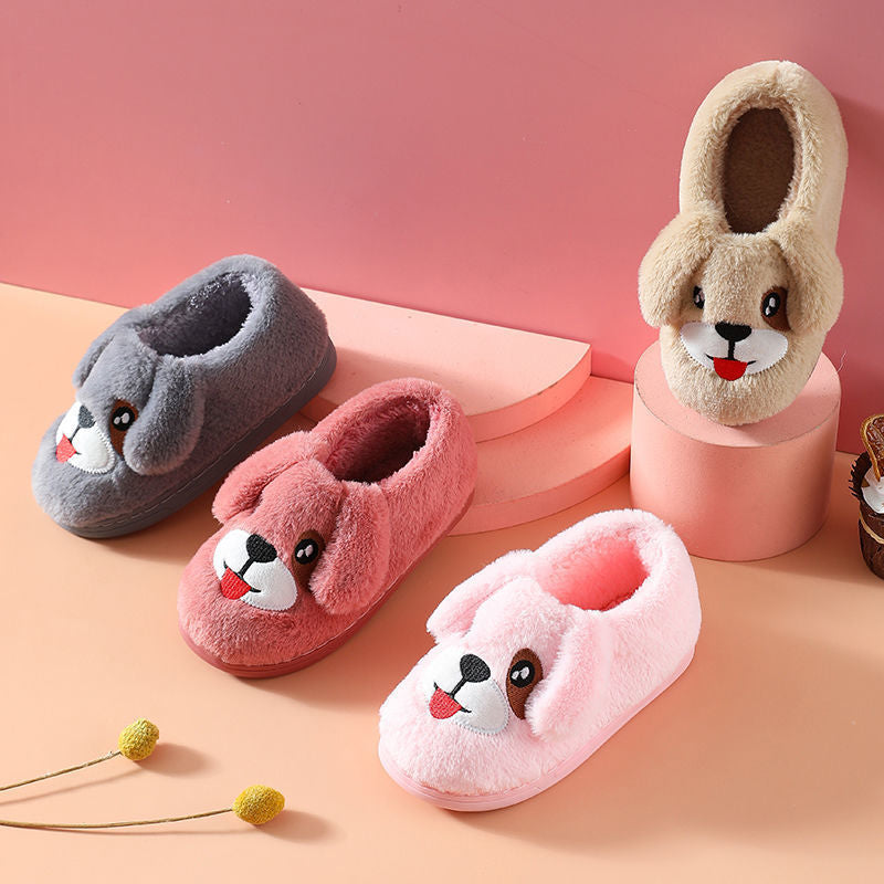 Winter Cute Cartoon Kids Soft Cotton Shoes Baby Shoe Small Dog Winter Cartoon Thick Warm Boy And Girl Slippers Slippers For Children