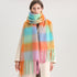 New Luxury Winter Soft Head Wraps Plaid Scarf Shawls Cashmere  Warm Cashmere Scarves Rainbow For Women