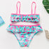 3-16Y Cartoon Two-piece Girls Swimwear Ruffle Swimsuit Bikini Set One Shoulder Beachwear Princess Two Piece Bathing Suit Children Swimwear Girls Swimsuit Bikini Set