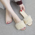 Fashion Fur Flat Women's Slippers Plus Size Spring Summer Fluffy Fur Slippers Shoes Woman Plush Fur Slip On Flip Flop Flat Furry Fur Slides Outdoor Sandals Furry Slides Summer Sandals Open Toe Indoor Outdoor Fluffy Slides