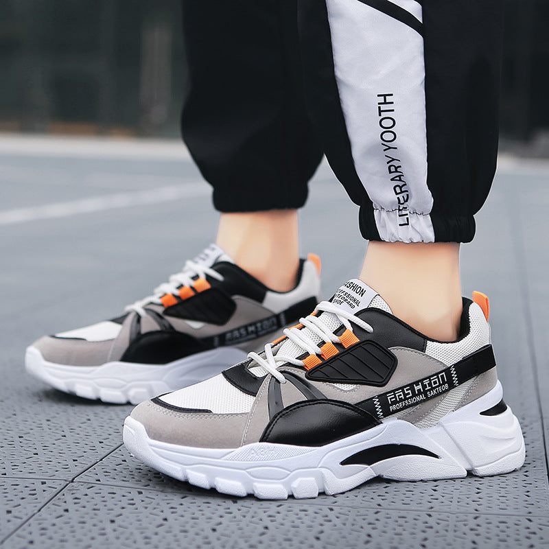 Mens Running Autumn New Leather Sneakers High Quality Outdoor Light Comfortable Sport Athletic Sneakers Lace Up Walking Breathable Ultra Lightweight Sport Casual Sneakers