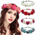 Spring Pearl Crowns Beach Hawaii Floral Garland Romantic Faux Rose Wedding Wreaths Flower Headband Girl Bride Rose Flower Crown Wedding Festival Headband