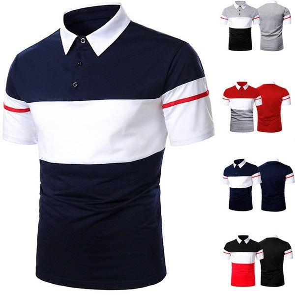 Men Polo Shirt Summer New Fashion Classic Casual Tops Short Sleeves Cotton High Quality Modern Collar Men Slim Polo Mens Shirts Polo Shirts for Men's Golf Shirts for Men Short Sleeve Patchwork Shirt Summer Sport Tops Gym Shirts (