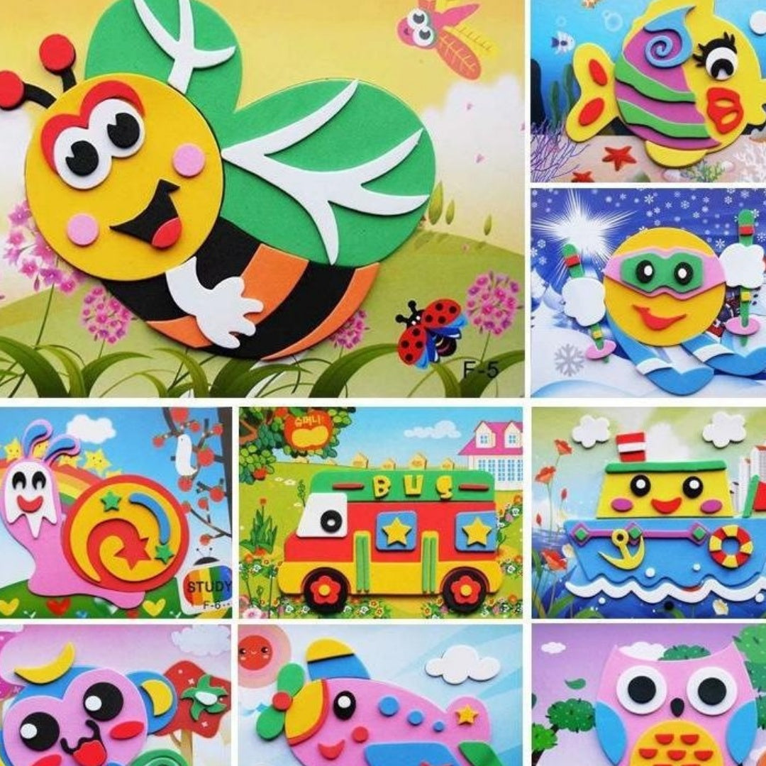 3D Sticker Cartoon Craft Kit For Children Cartoon 3D EVA Foam Sticker Puzzle Series Kids Multi-patterns Styles Toys for Children Birthday Gift