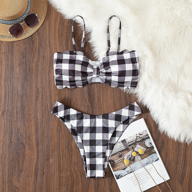 New Trend Black And White Bikini Set Swimsuit Women Bikini Swimwear Female Halter Top Bathing Suit Swimming Wear Bikini High Cut Swimsuit High