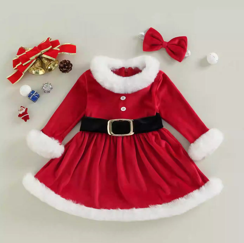 Baby Girls Christmas Romper  Ruffles Fly Sleeve Sequins Red Party Dress Unique Design Excellent Look