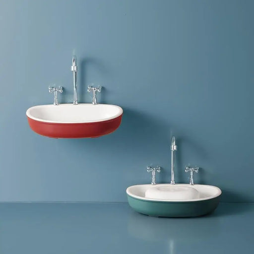 1Pcs Faucet Shape Draining Soap Dish Portable Bathroom Products Double Layer 3Colors Eco - friendly Soap Box Draining