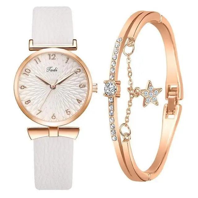2021 Women Fashion Quartz Watch With Bracelet - Ladies Quartz Wrist Watch With Bracelet In Set For Women and Girls - ALLURELATION - Best choice for the gift, best quality watches, Best selling watches, casual and fashionable watches, casual and occasional watches, cute ladies watches, fancy gift, gift for birthday, gift for the anniversary, modern watch set, Stylish watches, Watch with bracelet - Stevvex.com
