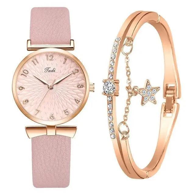 2021 Women Fashion Quartz Watch With Bracelet - Ladies Quartz Wrist Watch With Bracelet In Set For Women and Girls - ALLURELATION - Best choice for the gift, best quality watches, Best selling watches, casual and fashionable watches, casual and occasional watches, cute ladies watches, fancy gift, gift for birthday, gift for the anniversary, modern watch set, Stylish watches, Watch with bracelet - Stevvex.com