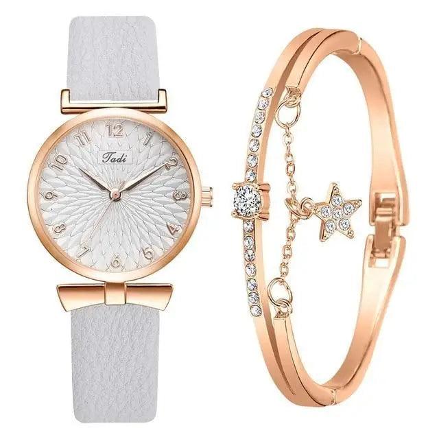 2021 Women Fashion Quartz Watch With Bracelet - Ladies Quartz Wrist Watch With Bracelet In Set For Women and Girls - ALLURELATION - Best choice for the gift, best quality watches, Best selling watches, casual and fashionable watches, casual and occasional watches, cute ladies watches, fancy gift, gift for birthday, gift for the anniversary, modern watch set, Stylish watches, Watch with bracelet - Stevvex.com