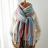 New Luxury Winter Soft Head Wraps Plaid Scarf Shawls Cashmere  Warm Cashmere Scarves Rainbow For Women
