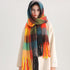 New Luxury Winter Soft Head Wraps Plaid Scarf Shawls Cashmere  Warm Cashmere Scarves Rainbow For Women