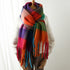 New Luxury Winter Soft Head Wraps Plaid Scarf Shawls Cashmere  Warm Cashmere Scarves Rainbow For Women