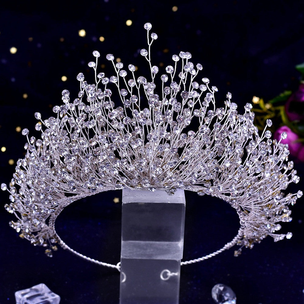 Wedding Headwear Necklace Earrings Jewelry Set Bride Headbands Rhinestone Headpiece Bridal Tiaras And Crowns Silver Rhinestone Wedding Headpiece For Women Handmade Bridal Headband Hair Accessories