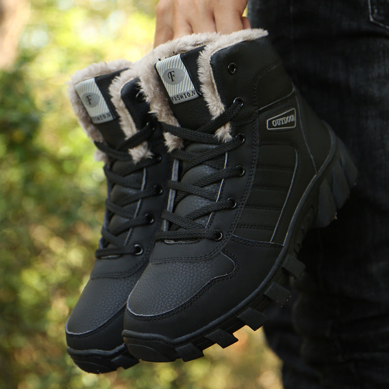 Winter Unisex Waterproof Warm Boots Fur Snow Soft Comfortable Boots Outdoor Winter Work Casual Mens Ankle Boots Winter Snow Boots Warm Fur Non Slip Ankle Hiking Climping Booties